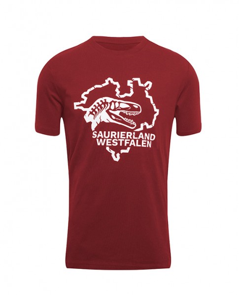 T-Shirt „Saurierland Westfalen“ Weinrot